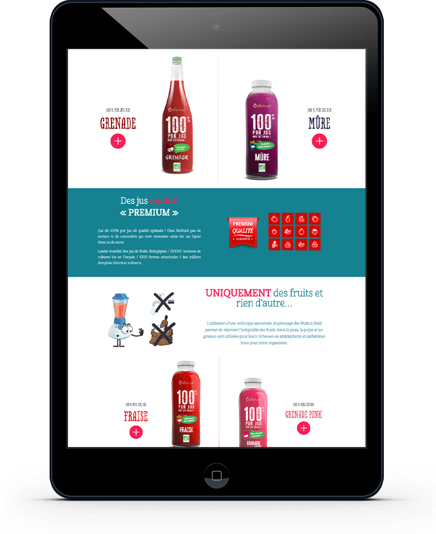 Biofrutti site sur tablette