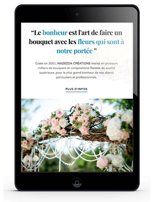 Home Fleurs Création sur tablette verticale